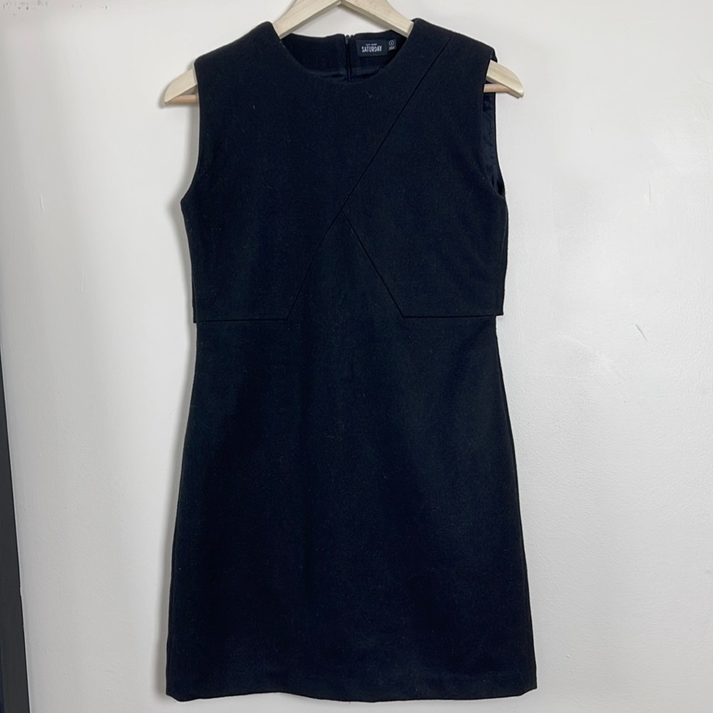 Kaye spade Saturday Black Wool zip back shift dress size 2